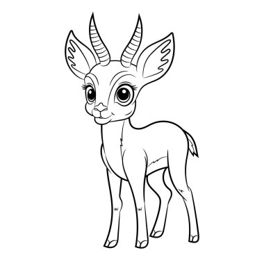 Çizgi film tarzında Impala 'nın Doodle Vektör İllüstrasyonu. Beyaz arka planda izole edilmiş. Hayvan temalı tasarım projeleri, çıkartmalar ve boyama kitabı için mükemmel..