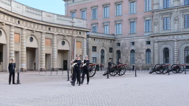Changing Guard Early Sweden Royal Palace Here You Can See — стоковое видео