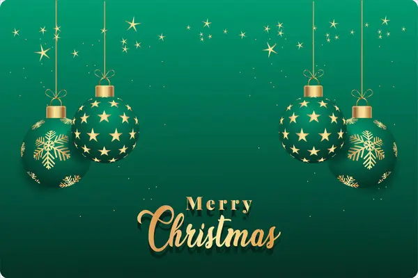 Yıldızlar ve toplar vektör illüstrasyonuyla süslenmiş Mutlu Noeller kartı veya tasarımı