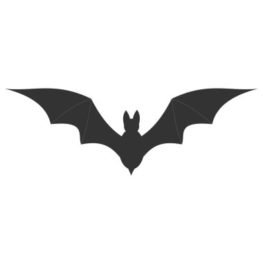 Siyah yarasa simgesi vektör çizimi. Uçan vampir silueti beyaz arka planda izole edildi