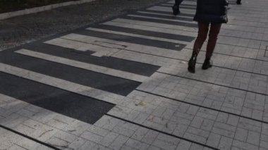 Bir kadın yaya geçidinde güvenle yürüyor, şehir hayatını günlük hayatla harmanlıyor.