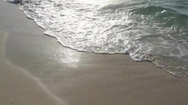 Kıyıya vuran yumuşak dalgalarla kumlu bir plajın huzurlu güzelliğini hissedin. Bu video doğanın sakinliğini gösteriyor.
