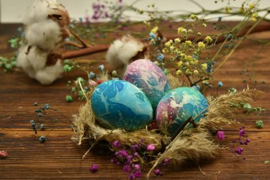 Easter eggs in a delicate nest