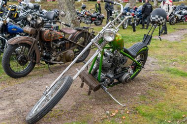 İsveç, Tydinge 1 Mayıs 2022: Sergide güzel bir spor klasik motosikleti