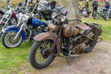 İsveç, Tydinge 1 Mayıs 2022: Sergide güzel bir spor klasik motosikleti