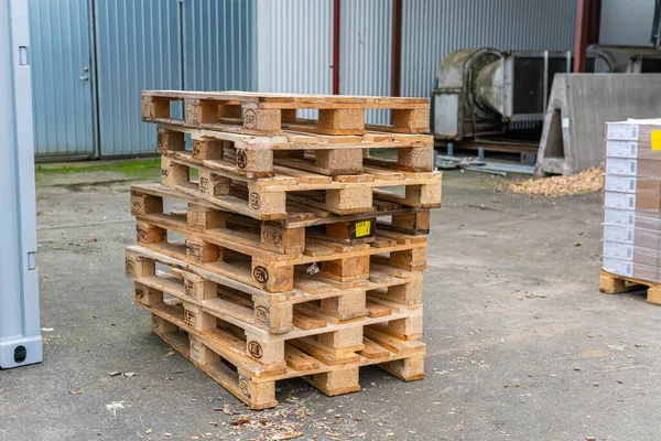 stock image Sweden, Malmo  November 15, 2022: pallets outdoors on a fabric