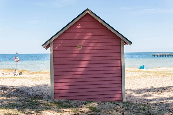 Kolorowe Domki Plaży Drewniane Domki Plaży Turystyka Glamping — Zdjęcie stockowe