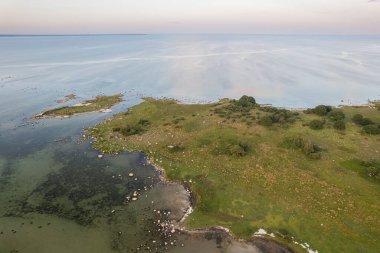 Güzel bir deniz manzarası, vahşi doğa, bir sürü taş, ağaç ve çimen. Vahşi doğası olan küçük bir ada. Vahşi sahil, çayır. 