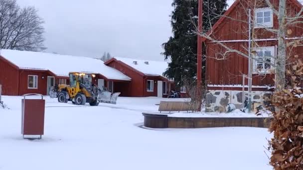 Sweden Knislinge January 2024 Snowblower Cleaning Snow — Stock Video