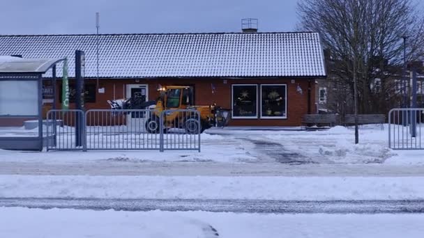 Schweden Knislinge Januar 2024 Schneefräse Räumt Schnee — Stockvideo