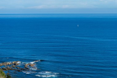 Seascape blue sky, Atlantic Ocean Basque Country, Spain