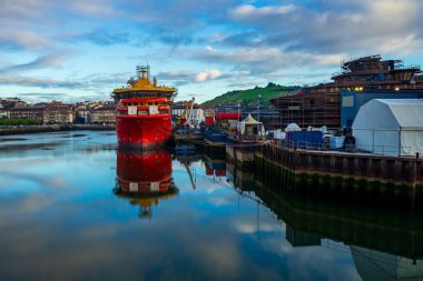 Astilleros Balenciaga shipyard in Spain with Edda Brint and Edda Goleo ships under construction.