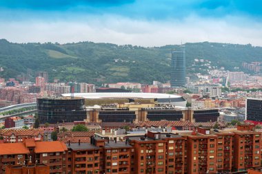 Bilbao şehrinin Panorama 'sı, San Mames Stadyumu, Bask Ülkesi, İspanya