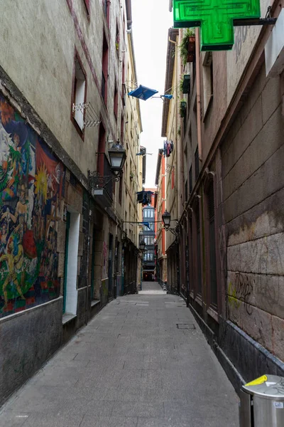 2022 Bilbao Baskenland Spanje Smalle Straat Van Oude Stad Bilbao — Stockfoto