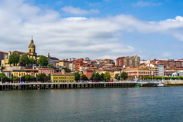 Portugalete Stad Bij Rivier Nervion Sandra Maria Basiliek Baskenland Spanje — Stockfoto
