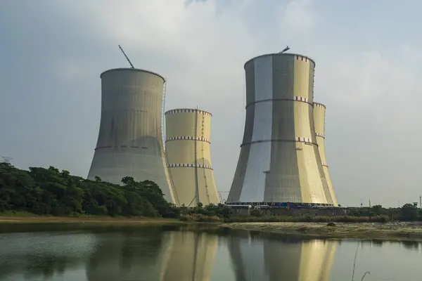 Cooling towers of Nuclear Power Plant. Ruppur Nuclear Power Plant, Bangladesh.