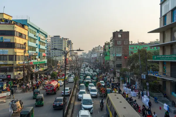 stock image Dhaka, Bangladesh - 05/16/2023: Dhaka street with traffic and people.