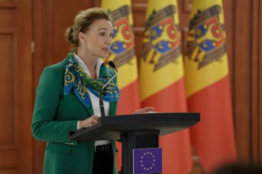Chisinau, Moldova - 30 Mart 2023: Maia Sandu Avrupa Konseyi Genel Sekreteri Marija Pejcinoviç Buriç ile bir görüşme yaptı