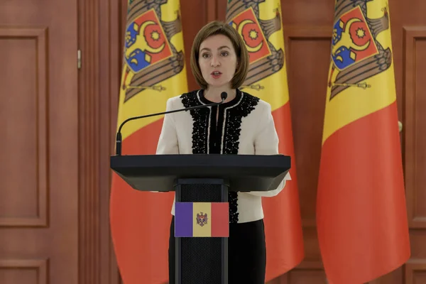Chisinau, Moldova - 30 Mart 2023: Maia Sandu Avrupa Konseyi Genel Sekreteri Marija Pejcinoviç Buriç ile bir görüşme yaptı