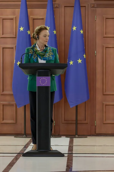 Chisinau, Moldova - 30 Mart 2023: Maia Sandu Avrupa Konseyi Genel Sekreteri Marija Pejcinoviç Buriç ile bir görüşme yaptı