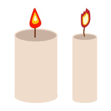 Elle çizilmiş mum elementi izole edildi. Stok vektör illüstrasyonu.
