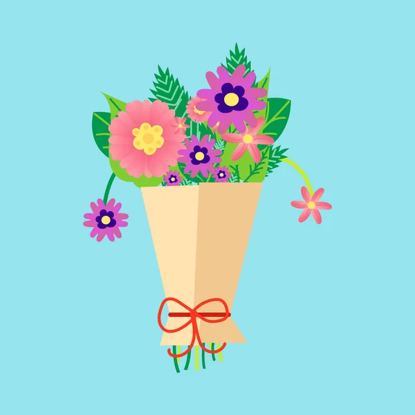 Happy Womens Day Března Roztomilý Kytice Jarních Květin Karty Dovolenou — Stockový vektor