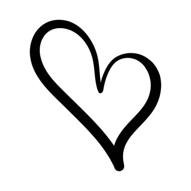 Doodle Heart ikonu. Romantik Sevgililer Günü 'nü kutluyoruz. Vektör illüstrasyonu izole edilmiş..