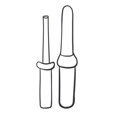Depolama kutusu karalama ikonu olan bir boru. Beyaz arkaplanda izole edilmiş vektör el çizimi. 