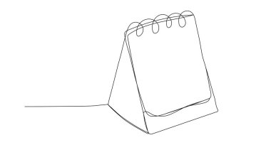 Gevşek yapraklı tarih takvimi simgesi tek satır aralıksız karalama sanatında. Vektör illüstrasyonu beyaz arkaplanda izole edildi.