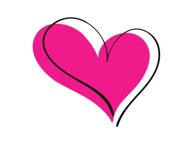 İzole edilmiş beyaz simgeye pembe kalp karala.
