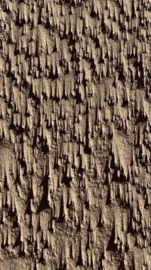 Arka planda küçük, karanlık, kum damlaları gibi tekrar eden desenler var. Sıcak toprak tonuyla zengin organik duygular yaratıyorlar.