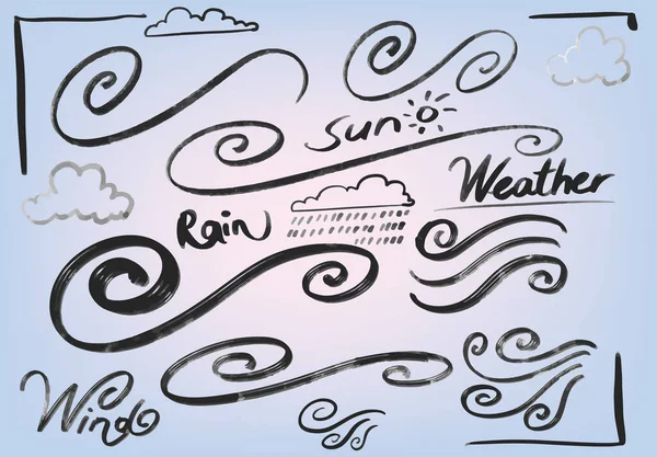 Weather symbols, hand drawings set
