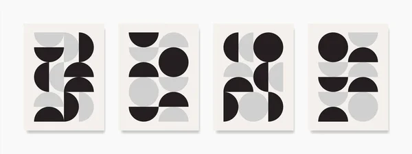 Contemporary Wall Art Black Grey Circle Seamless Pattern Organic Shapes — Stock Vector