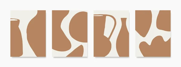 Minimalist Art Design Composition Terracotta Organic Shapes Trendy Contemporary Collage — Stockvektor