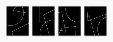 Değişik organik şekillere sahip dinamik soyut çizgi desenleri olan modern bir siyah beyaz kapak tasarımı. Duvar dekorasyonu için idealdir ve iş malzemelerinde kullanılabilir..