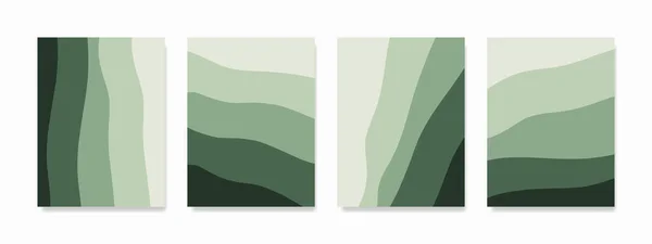 Minimalistisches Wanddekor Mit Fließenden Wellen Grüner Blattschattierungen Das Jedem Raum — Stockvektor