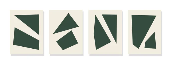 Minimalistische Geometrische Gebrochene Grüne Form Auf Sanftem Grünen Hintergrund Leinwandmalerei — Stockvektor