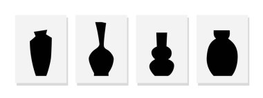 Beyaz arka planda minimalist siyah bir çömlek tasviri. Duvar resimleri, kapakları, duvar kağıtları, afişler, el ilanları, kartlar, posterler ve dekorasyonlar için mükemmel..