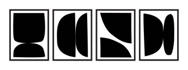 Dekoratif çerçeveler için koyu renkli minimalist geometrik soyut sanat eserleri. Duvar sanatı, baskılar, dekor, çekici kombinasyonlar ve çeşitli oranlar için ideal..