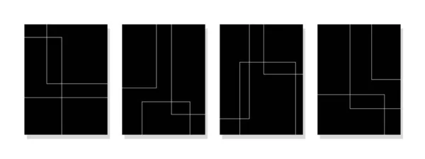Minimalistické Nástěnné Umění Bílými Čtvercovými Obrysy Tmavém Pozadí Moderní Černobílý — Stockový vektor