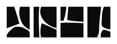 Tuvalin üzerinde siyah soyut şekiller olan minimalist duvar sanatı. Modern oturma odaları ve ev dekorasyonu için mükemmel..