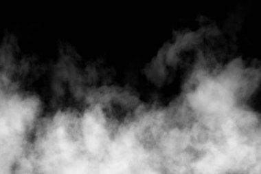 Siyah arkaplanda beyaz duman, desenli duman, fırça etkisi