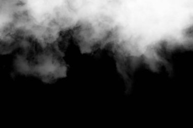 Siyah arkaplanda beyaz duman, desenli duman, fırça etkisi