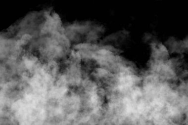 Siyah arkaplanda beyaz duman, desenli duman, fırça etkisi