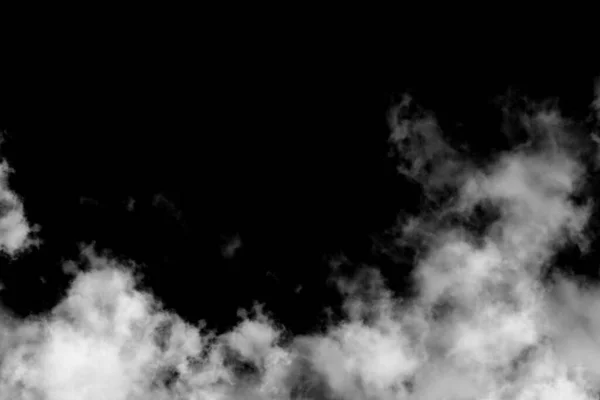白色烟雾隔离在黑色背景 纹理烟雾 刷毛效果 — 图库照片