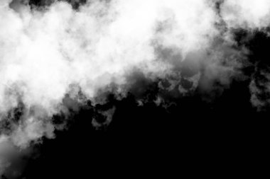 Siyah arkaplanda beyaz duman, desenli duman, fırça etkisi
