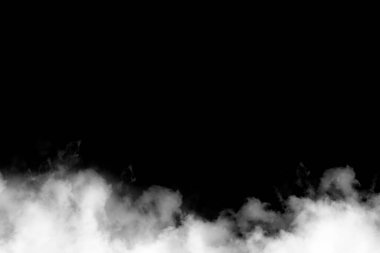 Siyah arkaplanda beyaz duman, desenli duman, fırça etkisi