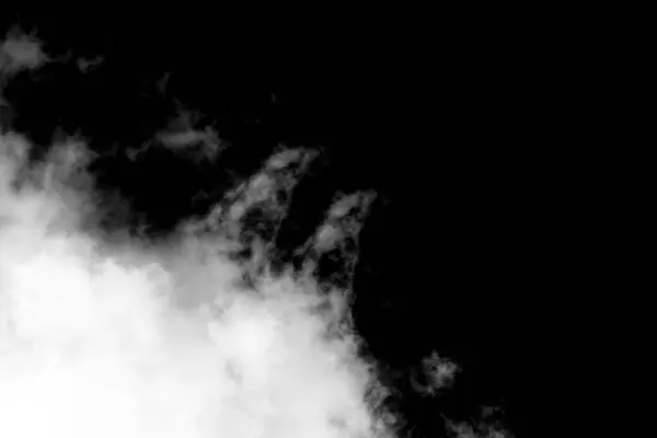 Biały Dym Izolowany Czarnym Tle Teksturowany Dym Efekt Szczotki — Zdjęcie stockowe