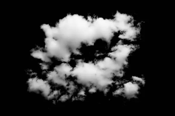Wolkenform Isoliert Auf Schwarzem Hintergrund Rauchwolken — Stockfoto