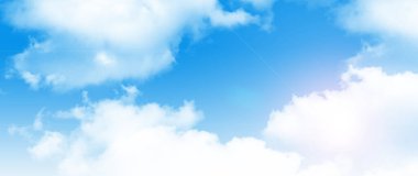 Bulutlu ve güneşli mavi gökyüzü